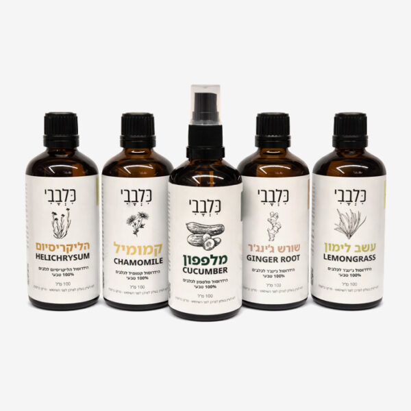 5 בקבוקים של הידרוסולים לכלבים